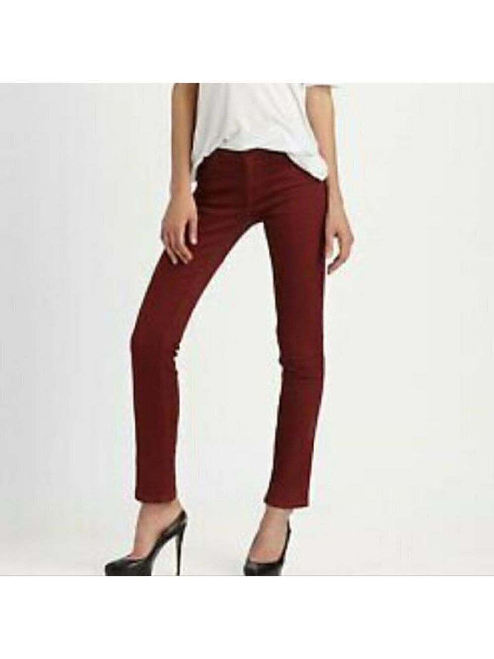 Vince LOLA STOVEPIPE Rust Red Coated Ultra Skinny Jeans Size 26